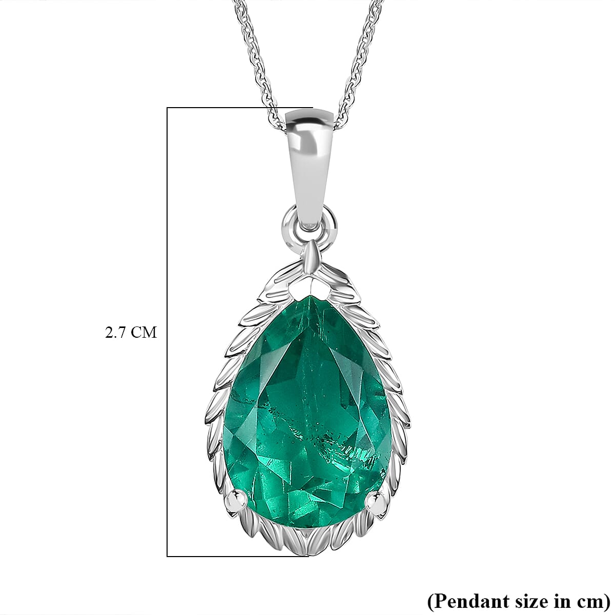D'Joy Emeraldine Quartz (Triplet) 6.00 ctw Pendant Necklace in Rhodium Over Sterling Silver 20 Inches  image number 6