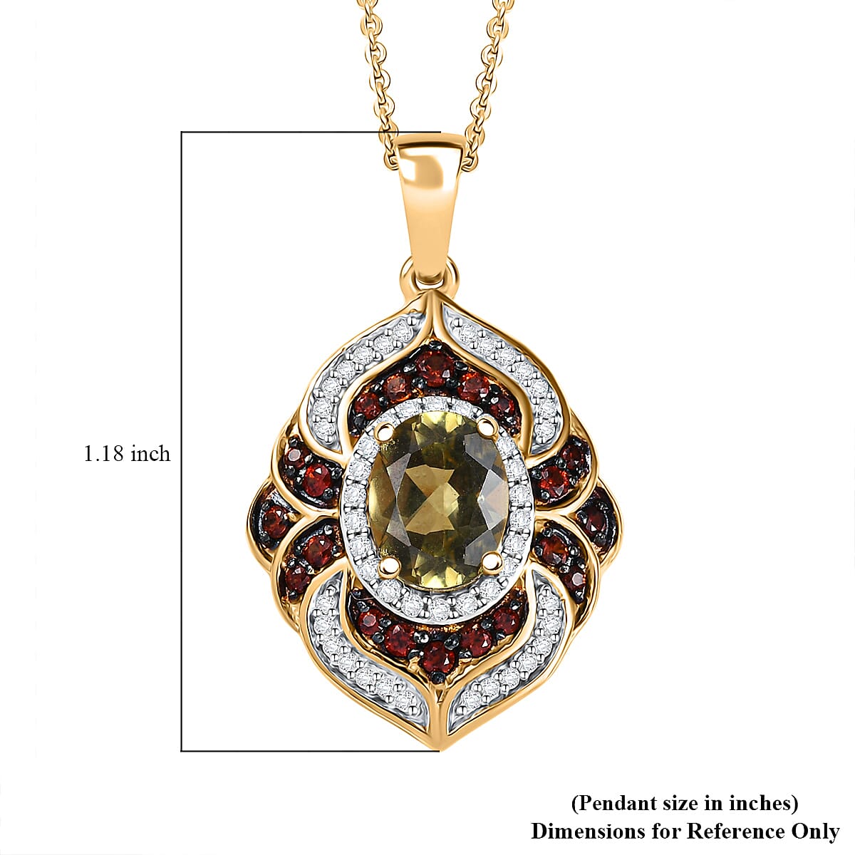 D'Joy Madagascar Yellow Apatite, Brown and White Zircon 2.35 ctw Floral Vintage Pendant Necklace in 18K Vermeil Yellow Gold Over Sterling Silver 20 Inches