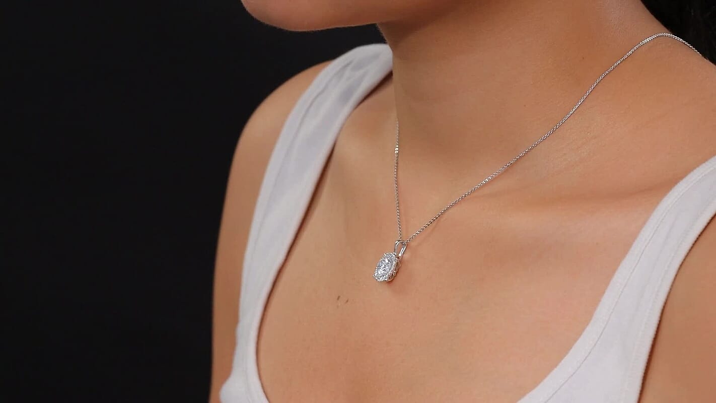 Moissanite 2.10 ctw Pendant Necklace in Rhodium Over Sterling Silver 20 Inches