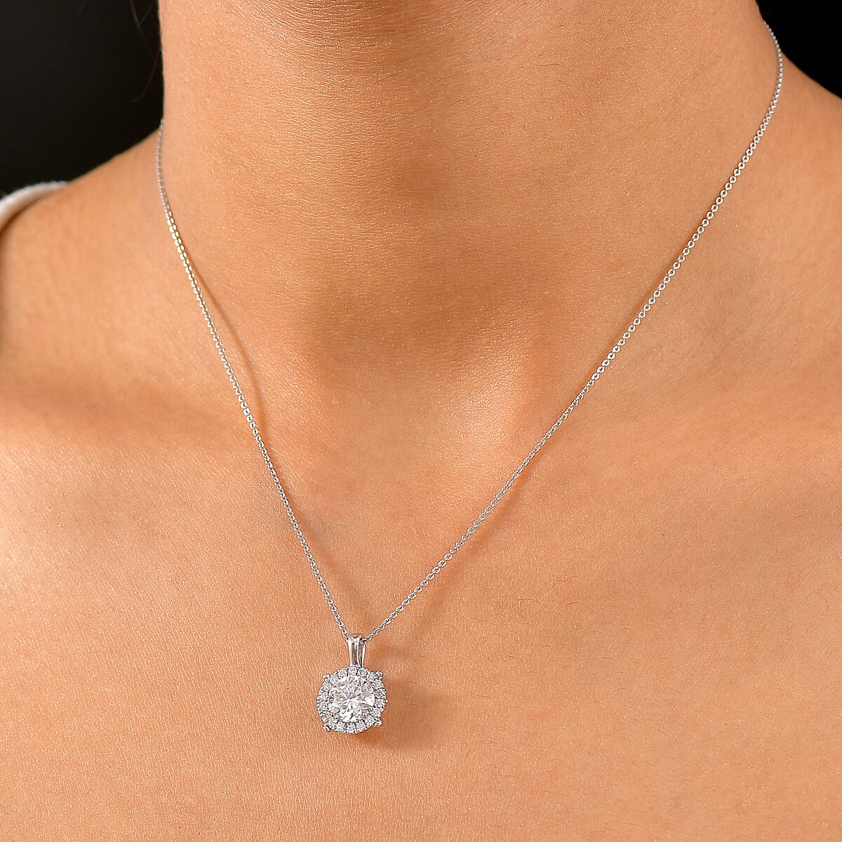 Moissanite 2.10 ctw Pendant Necklace in Rhodium Over Sterling Silver 20 Inches  image number 1