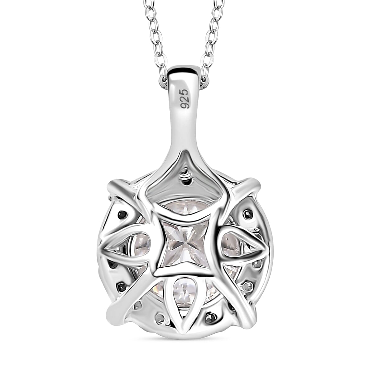 Moissanite 2.10 ctw Pendant Necklace in Rhodium Over Sterling Silver 20 Inches