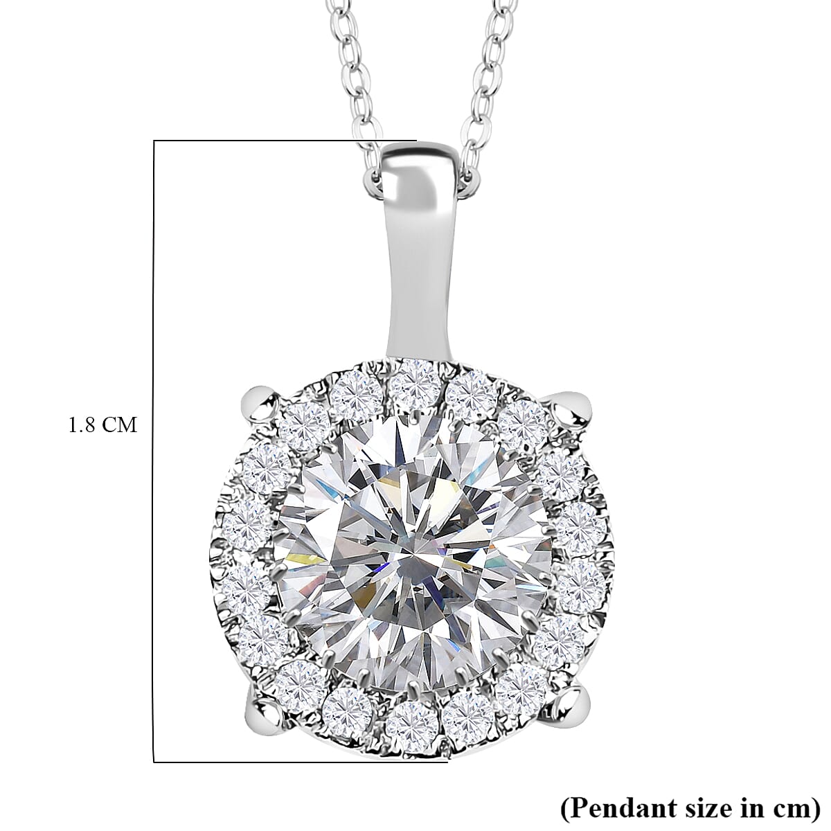 Moissanite 2.10 ctw Pendant Necklace in Rhodium Over Sterling Silver 20 Inches
