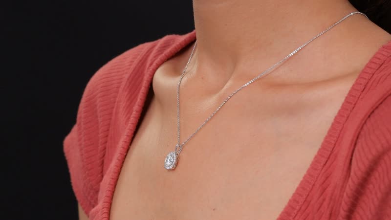 Moissanite 2.10 ctw Pendant Necklace 20 Inches in Rhodium Over Sterling Silver