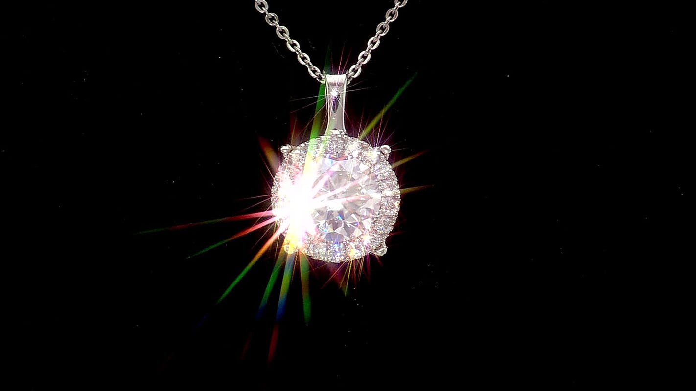 Moissanite 2.10 ctw Pendant Necklace 20 Inches in Rhodium Over Sterling Silver