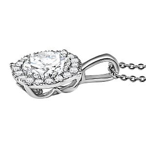 Moissanite 2.10 ctw Pendant Necklace 20 Inches in Rhodium Over Sterling Silver 