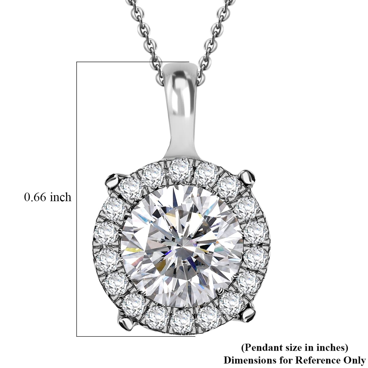 Moissanite 2.10 ctw Pendant Necklace 20 Inches in Rhodium Over Sterling Silver  image number 5