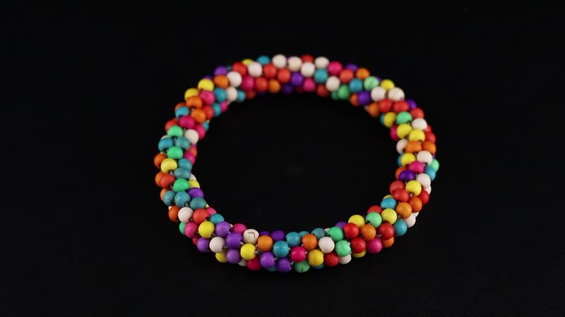 Set of 2 Constituted Multi Color Howlite 116.00 ctw Beaded Woven Bracelet (6.5-7In) and Earrings in Stainless Steel
