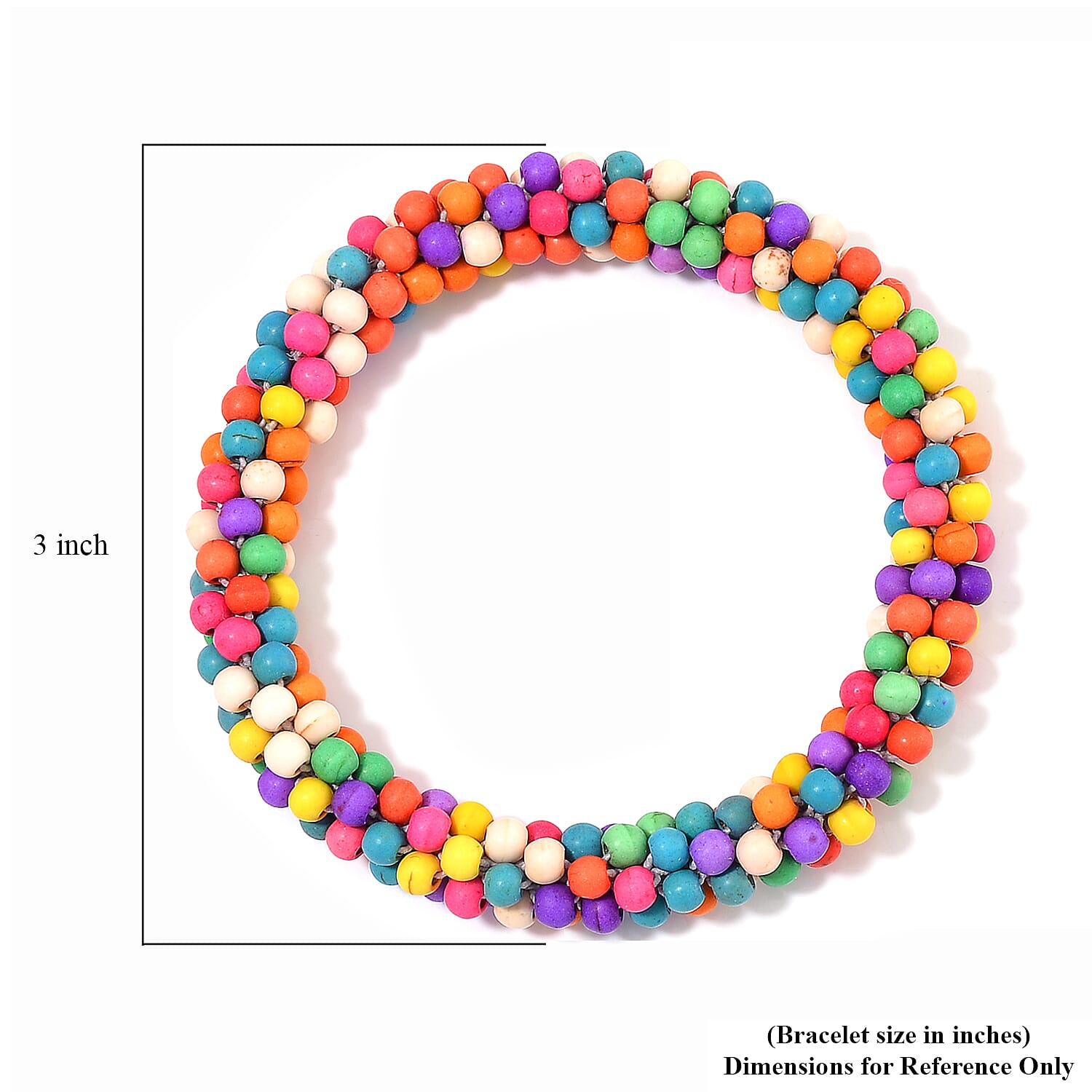 Set of 2 Constituted Multi Color Howlite 116.00 ctw Beaded Woven Bracelet (6.5-7In) and Earrings in Stainless Steel