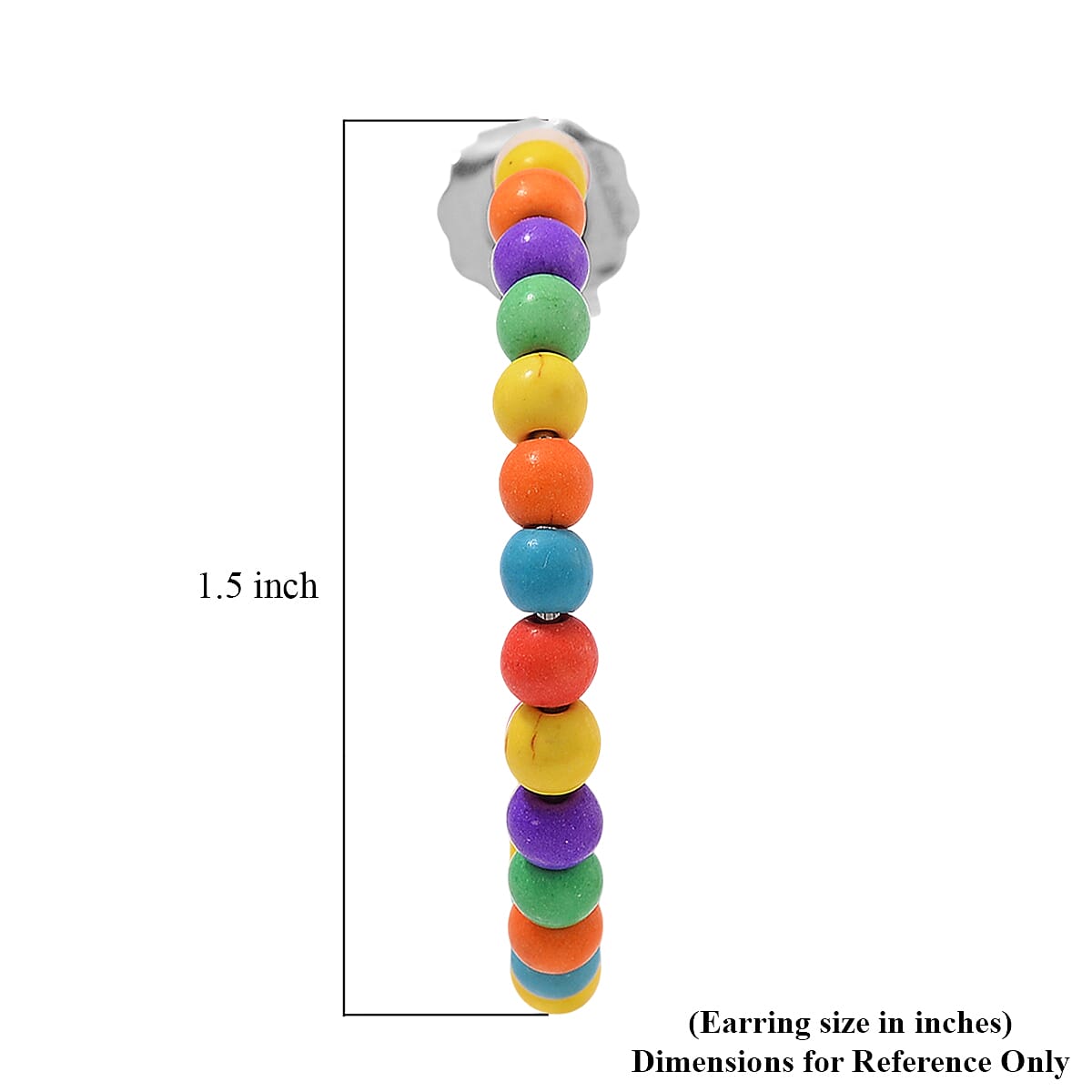 Set of 2 Constituted Multi Color Howlite 116.00 ctw Beaded Woven Bracelet (6.5-7In) and Earrings in Stainless Steel
