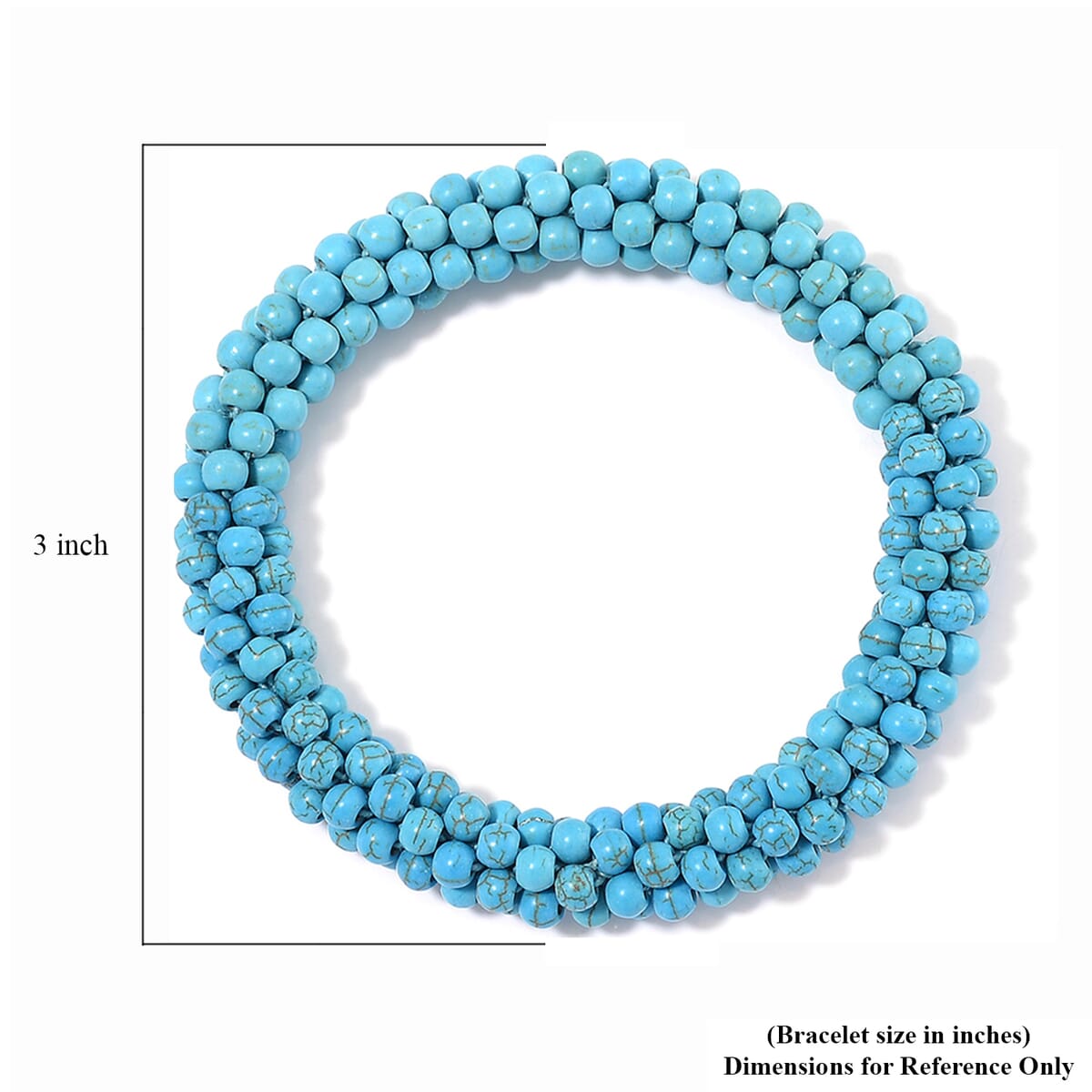Set of 2 Constituted Blue Howlite 116.00 ctw Beaded Woven Bracelet (6.5-7In) and Earrings in Stainless Steel image number 4