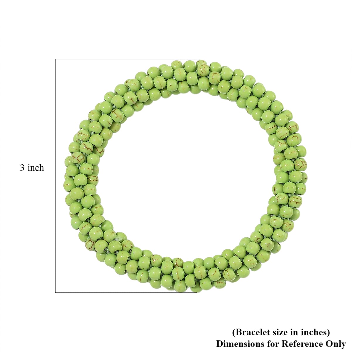 Set of 2 Constituted Green Howlite 116.00 ctw Beaded Woven Bracelet (6.5-7In) and Earrings in Stainless Steel image number 4