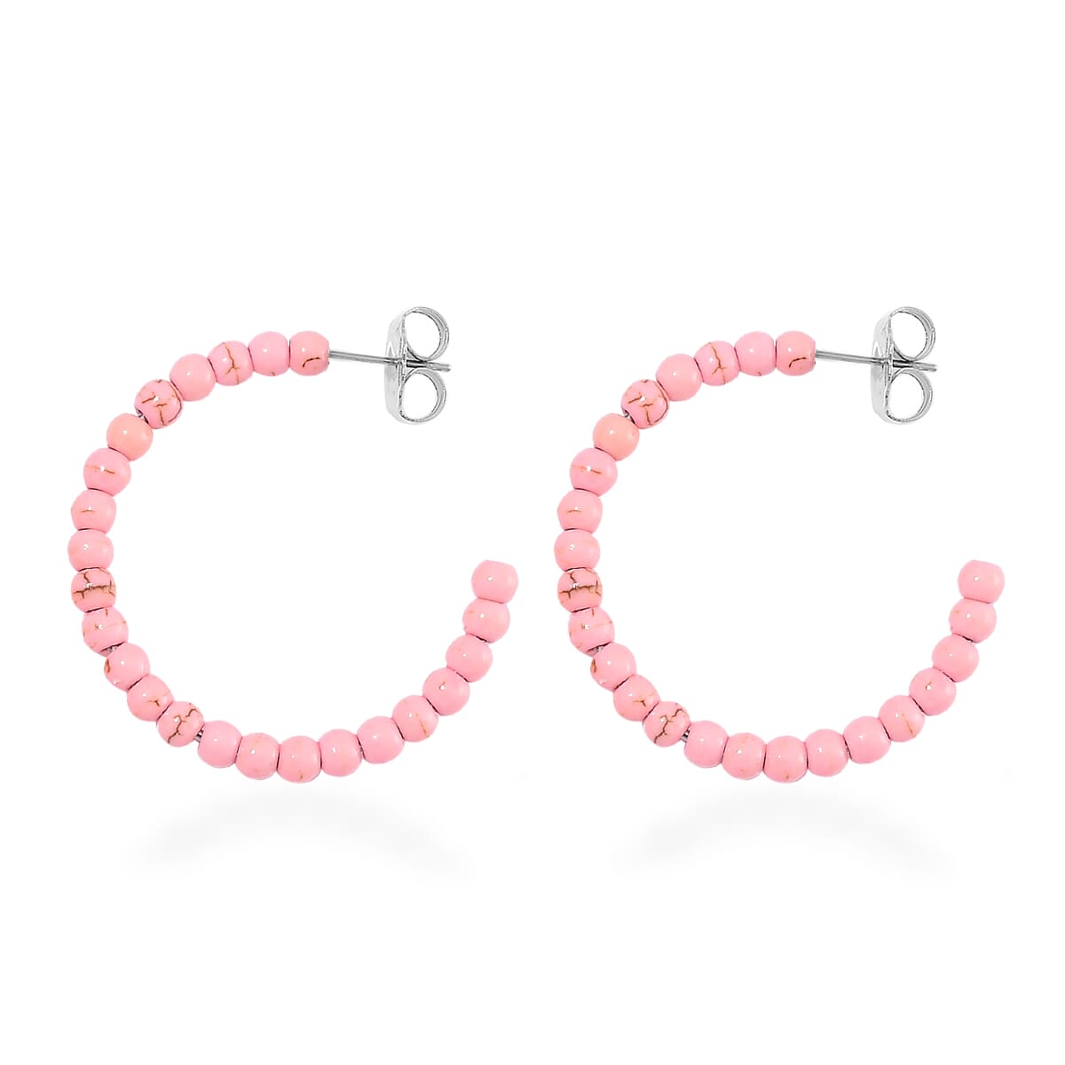 Set of 2 Almandine 116.00 ctw Beaded Woven Bracelet (6.5-7In) and Earrings in Stainless Steel image number 6