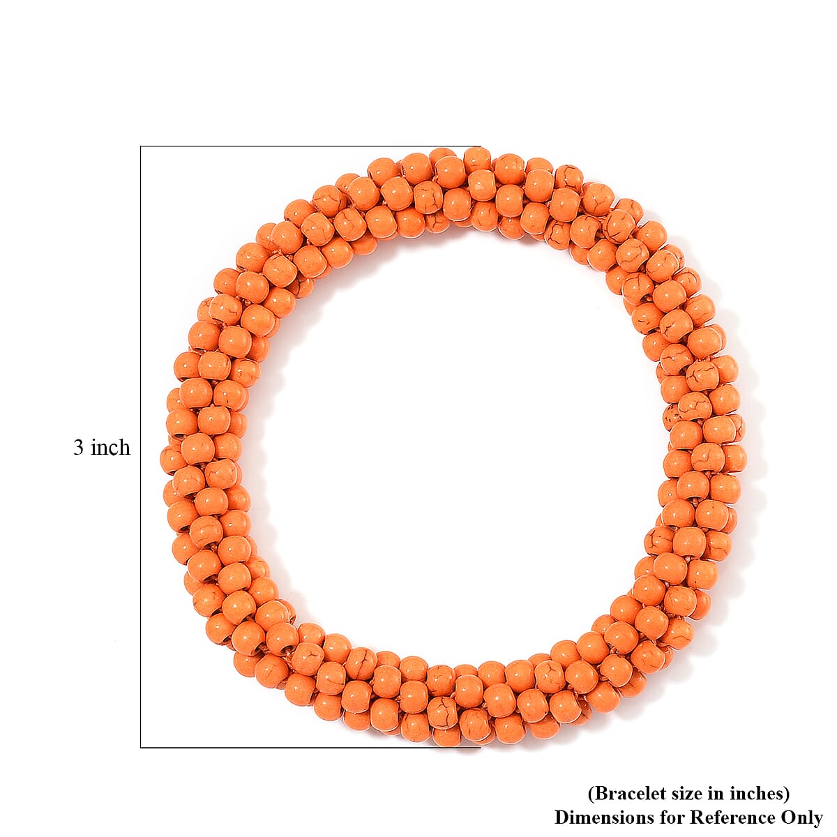 Set of 2 Constituted Orange Howlite 116.00 ctw Beaded Woven Bracelet (6.5-7In) and Earrings in Stainless Steel image number 4