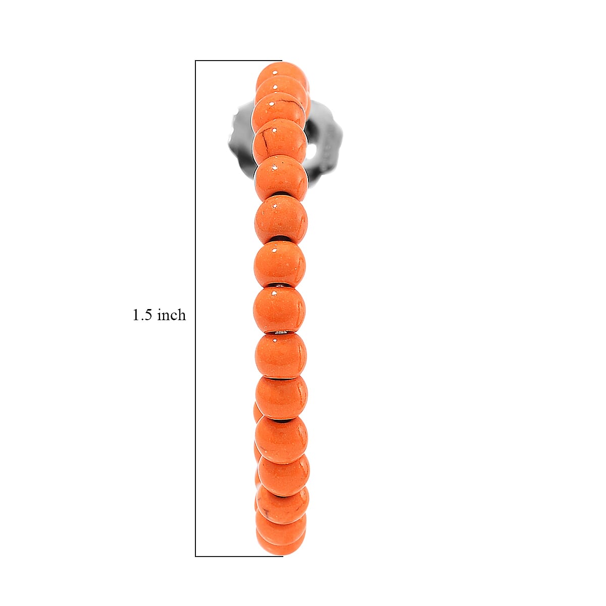 Set of 2 Constituted Orange Howlite 116.00 ctw Beaded Woven Bracelet (6.5-7In) and Earrings in Stainless Steel image number 7