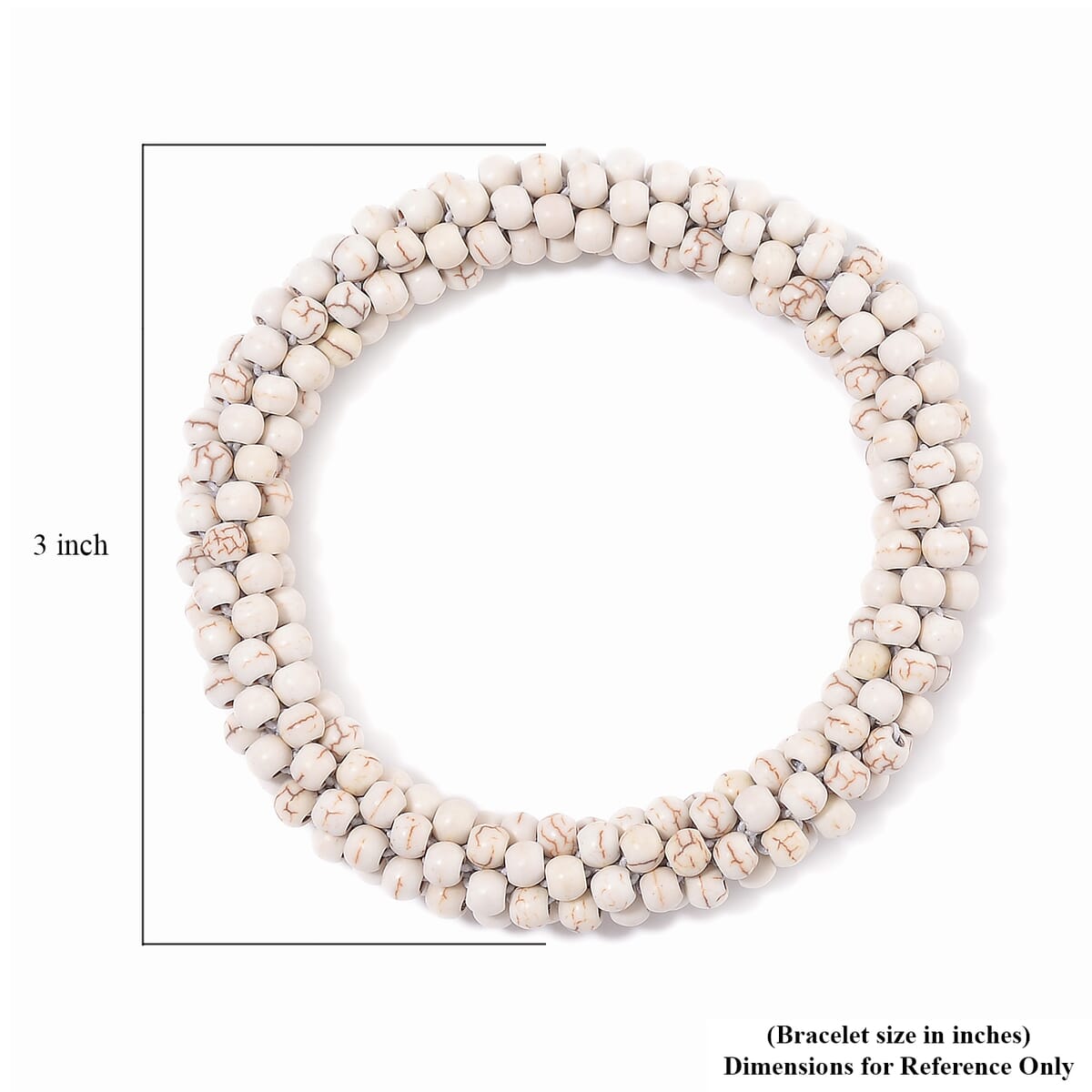 Set of 2 Constituted White Howlite 116.00 ctw Beaded Woven Bracelet (6.5-7In) and Earrings in Stainless Steel image number 4