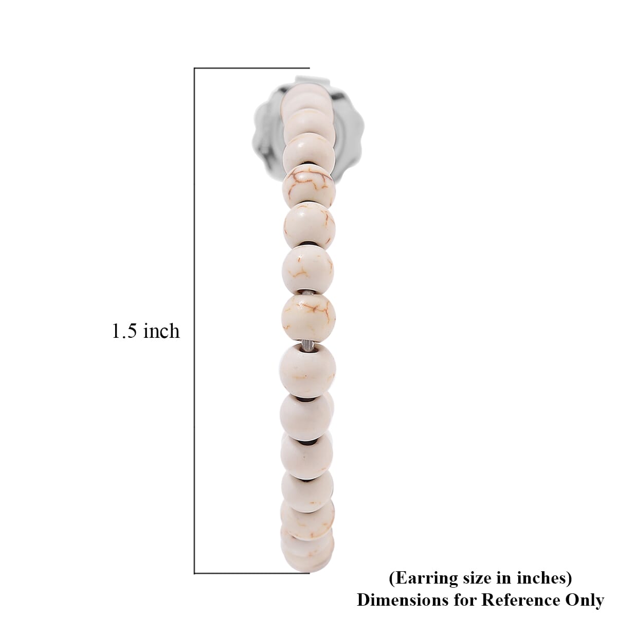 Set of 2 Constituted White Howlite 116.00 ctw Beaded Woven Bracelet (6.5-7In) and Earrings in Stainless Steel image number 7
