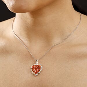 D'Joy Crimson Fire Opal 2.15 ctw Flaming Love Pendant Necklace in 18K Vermeil YG and Rhodium Over Sterling Silver 20 Inches