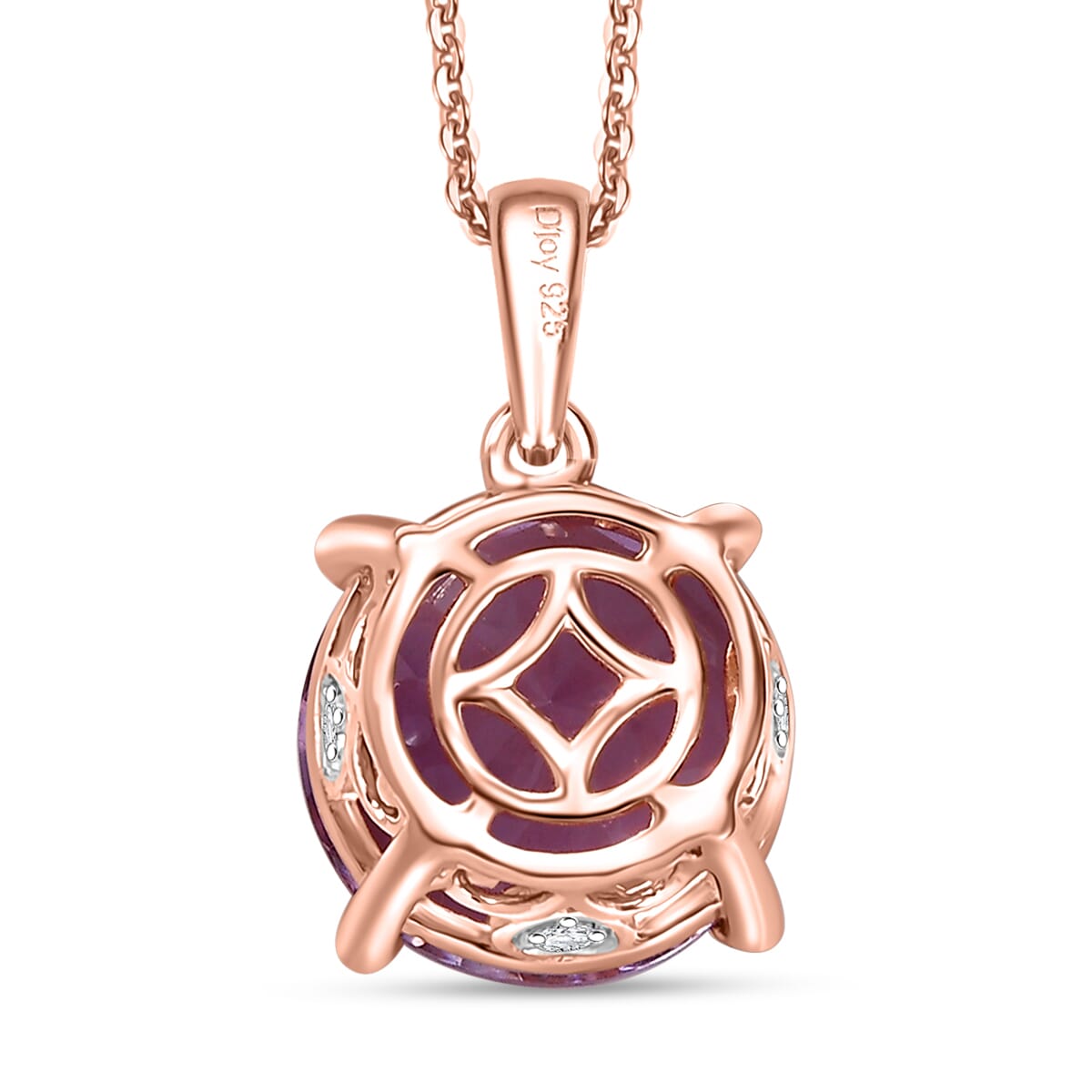 Rose De France Amethyst and White Zircon 6.35 ctw Pendant Necklace in 18K Vermeil Rose Gold Over Sterling Silver 20 Inches image number 4