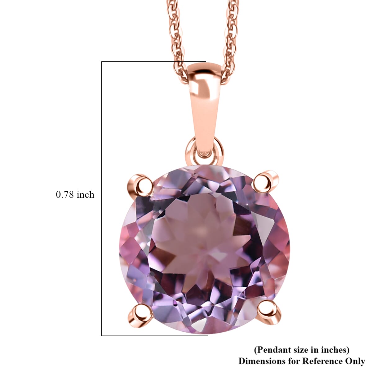 Rose De France Amethyst and White Zircon 6.35 ctw Pendant Necklace in 18K Vermeil Rose Gold Over Sterling Silver 20 Inches image number 6