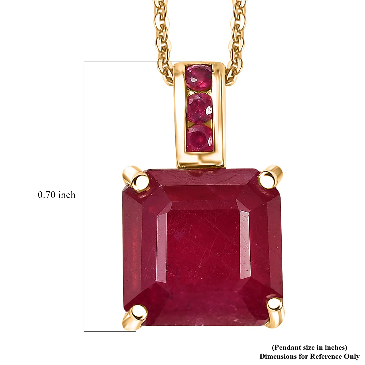 Premium Niassa Ruby (FF) 7.80 ctw Art Deco Pendant Necklace in 18K Vermeil Yellow Gold Over Sterling Silver 20 Inches