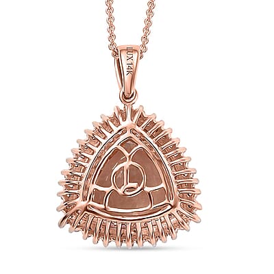 Luxoro AAA Marropino Morganite, Padparadscha Sapphire (BT) and Diamond (I2) 6.25 ctw Pendant Necklace in 14K Rose Gold 20 Inches 5.80 Grams
