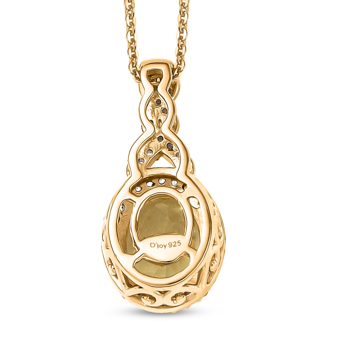 Premium Madagascar Yellow Apatite and White Zircon 2.25 ctw Halo Pendant Necklace in 18K Vermeil Yellow Gold Over Sterling Silver 20 Inches image number 4