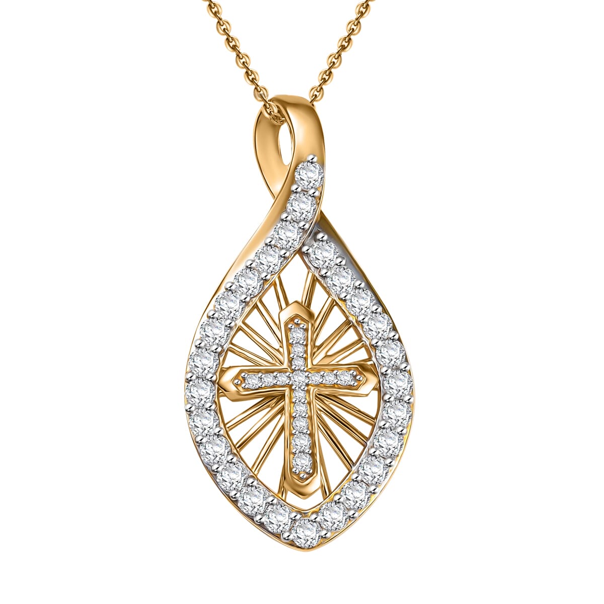 Moissanite 1.75 ctw Pendant Necklace in 18K Vermeil YG Sterling Silver 20 Inches image number 0