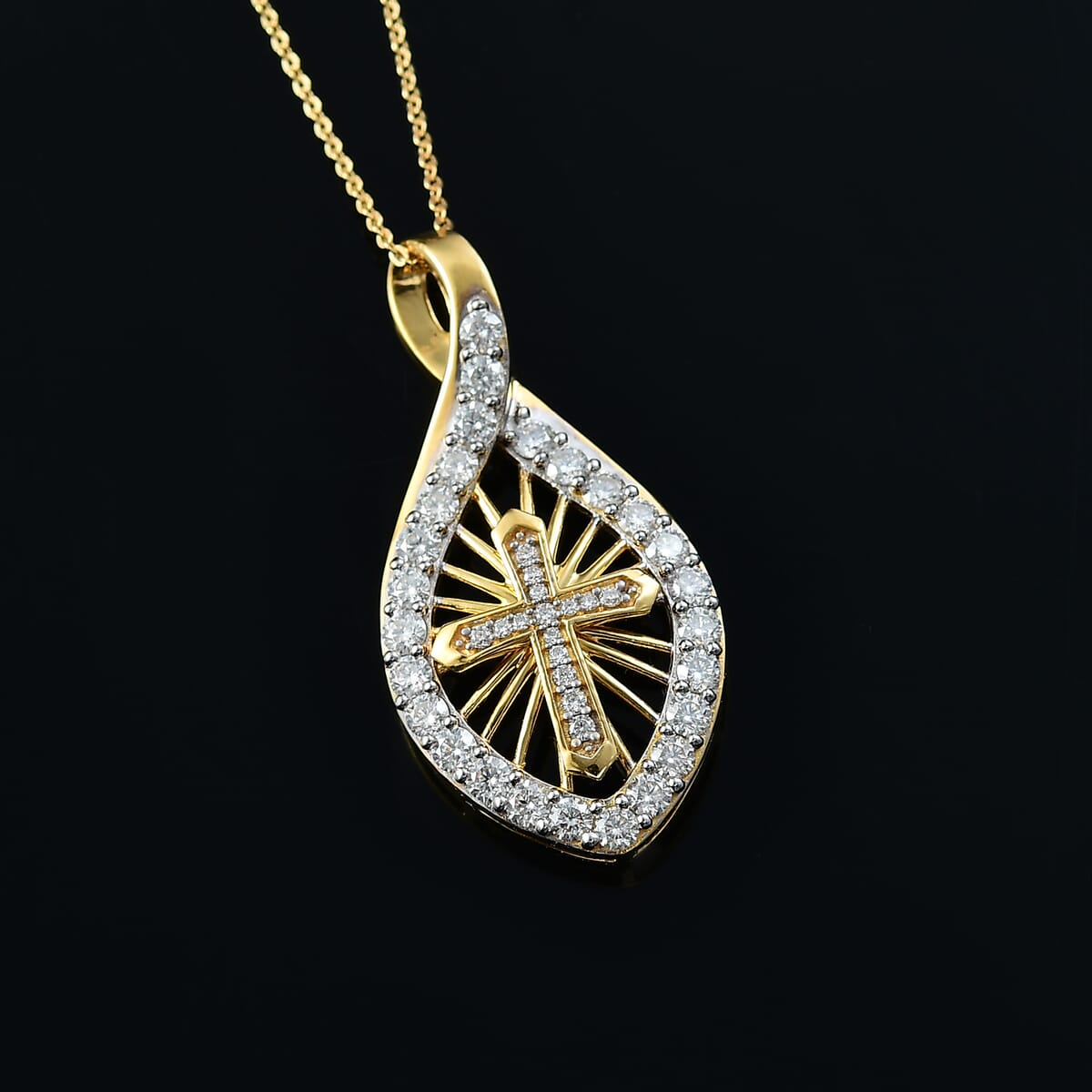 Moissanite 1.75 ctw Pendant Necklace in 18K Vermeil YG Sterling Silver 20 Inches image number 1