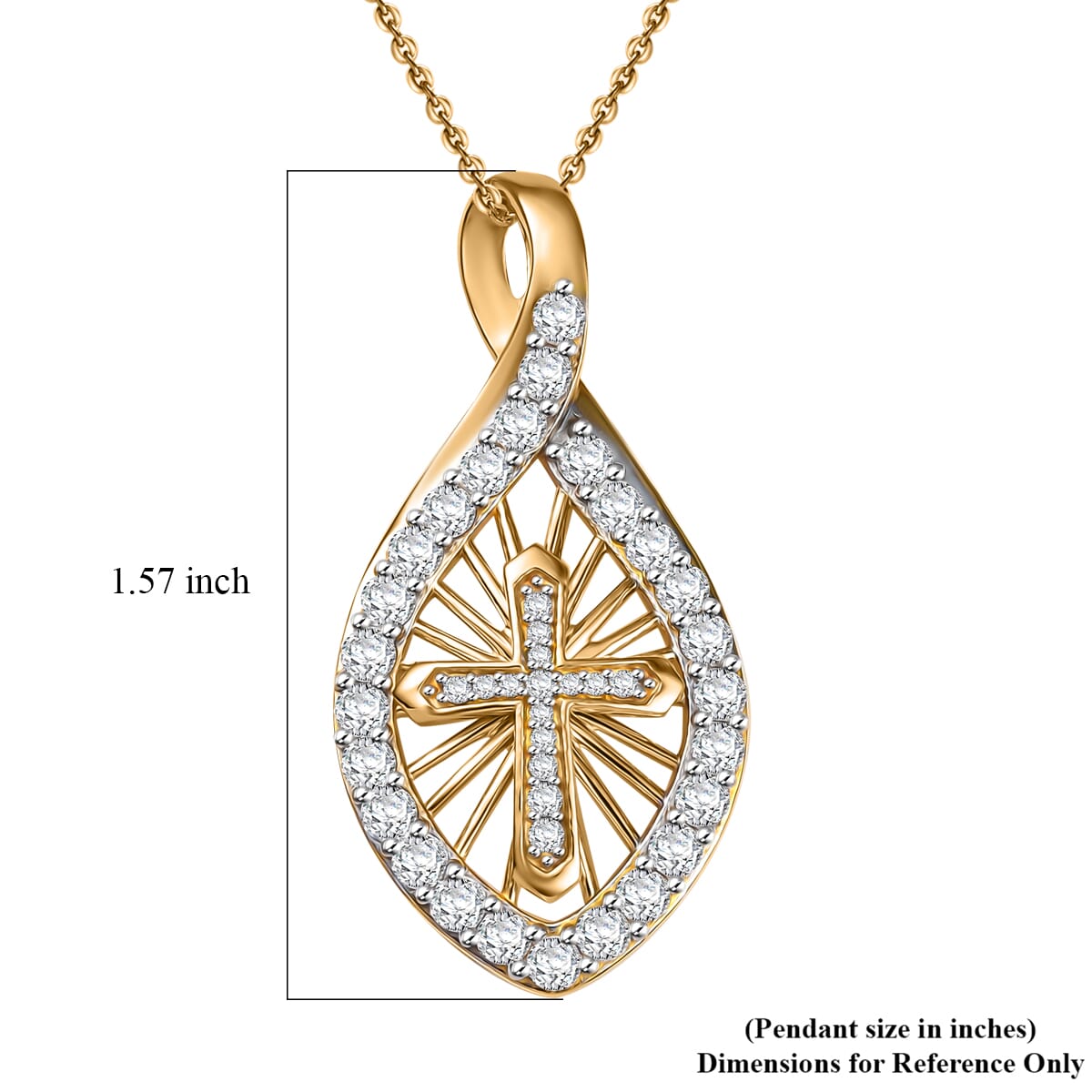Moissanite 1.75 ctw Pendant Necklace in 18K Vermeil YG Sterling Silver 20 Inches image number 5