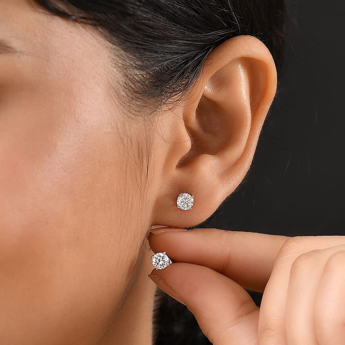 Set of 2 14K Yellow and White Gold Luxuriant Lab Grown Diamond (G, SI1) Solitaire Stud Earrings 2.00 ctw (Del. In 10-12 Days) image number 2