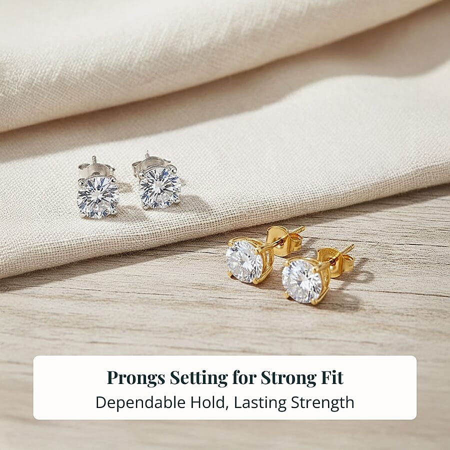 Set of 2 14K Yellow and White Gold Luxuriant Lab Grown Diamond (G, SI1) Solitaire Stud Earrings 2.00 ctw (Del. In 10-12 Days)