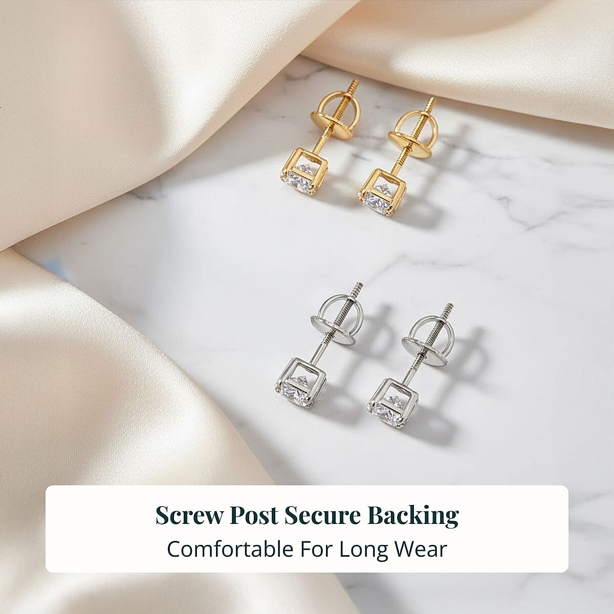 Set of 2 14K Yellow and White Gold Luxuriant Lab Grown Diamond (G, SI1) Solitaire Stud Earrings 2.00 ctw (Del. In 10-12 Days) image number 6