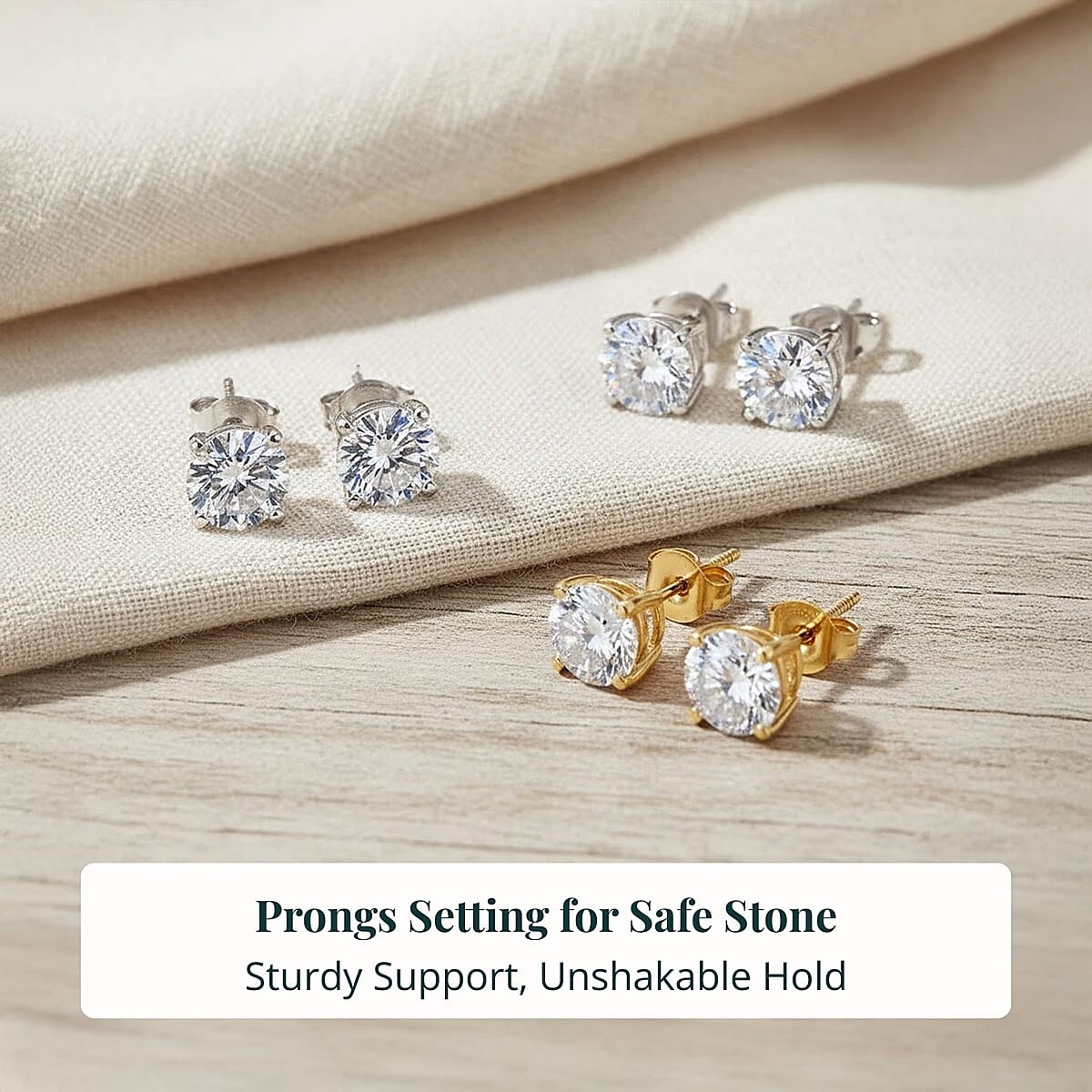 Set of 3, 14K White and Yellow Gold Luxuriant Lab Grown Diamond (G, SI1) Solitaire Stud Earrings 3.00 ctw (Del. In 10-12 Days) image number 5