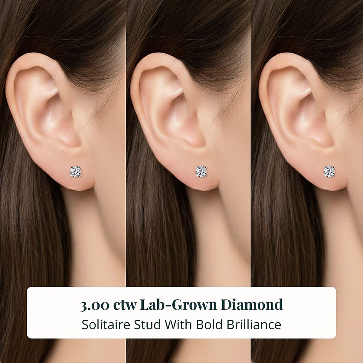 Set of 3, 14K Yellow and White Gold Luxuriant Lab Grown Diamond (G, SI1) Solitaire Stud Earrings 3.00 ctw (Del. In 10-12 Days) image number 1