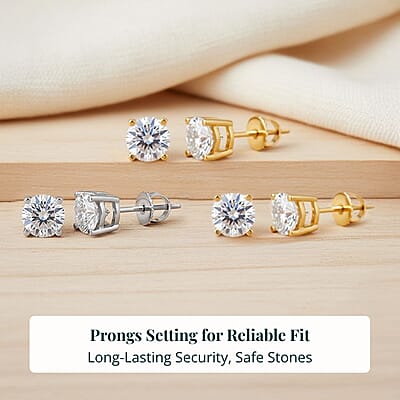 Set of 3, 14K Yellow and White Gold Luxuriant Lab Grown Diamond (G, SI1) Solitaire Stud Earrings 3.00 ctw