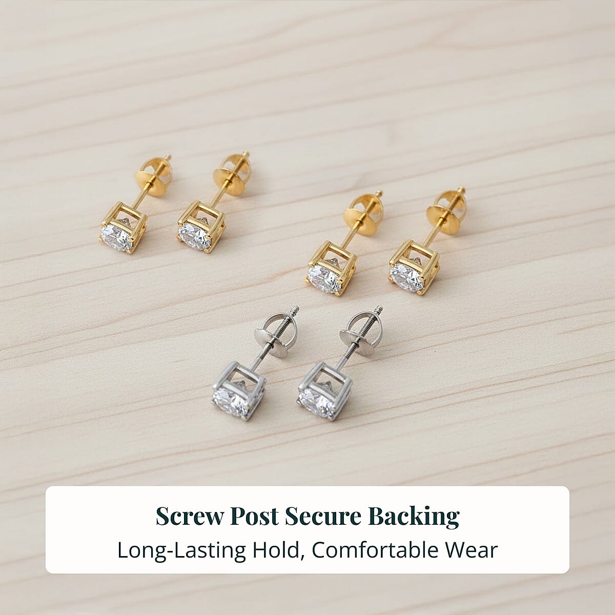 Set of 3, 14K Yellow and White Gold Luxuriant Lab Grown Diamond (G, SI1) Solitaire Stud Earrings 3.00 ctw (Del. In 10-12 Days) image number 6