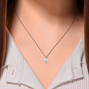 Maple Cut Moissanite 3.25 ctw Crown Pendant Necklace in Rhodium Over Sterling Silver 18 Inches