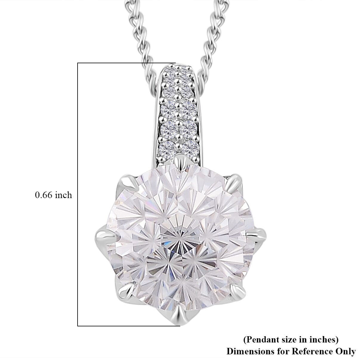 Maple Cut Moissanite 3.25 ctw Crown Pendant Necklace in Rhodium Over Sterling Silver 18 Inches image number 6