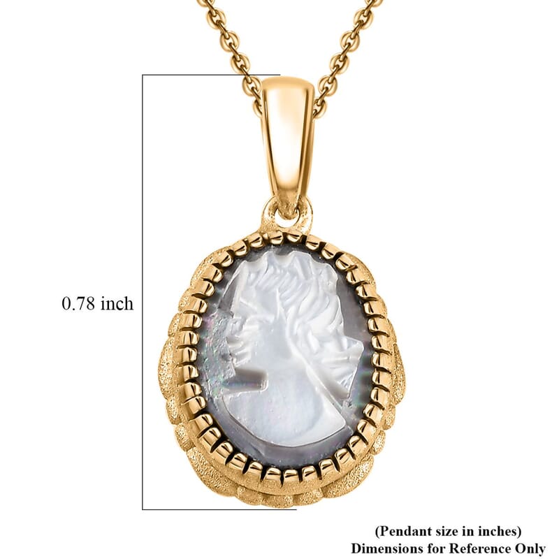 D'Joy Natural Italian Conch Cameo 1.65 ctw Golden Whispers Pendant Necklace in 18K Vermeil Yellow Gold Over Sterling Silver 20 Inches