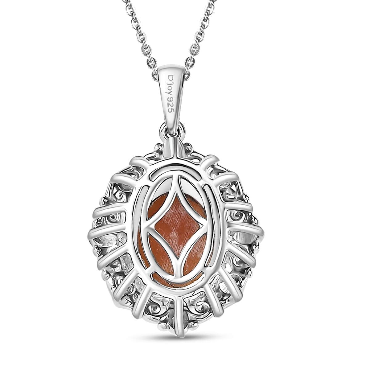 D'Joy Natural Italian Conch Cameo 1.30 ctw Timeless Love Pendant Necklace in Rhodium Over Sterling Silver 20 Inches image number 4