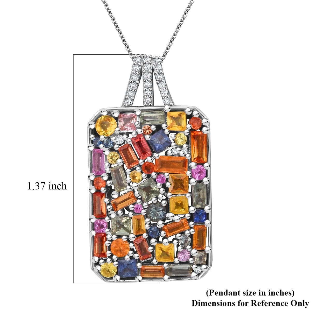 Multi Sapphire, White Zircon Pendant Necklace (20 Inches) in Rhodium Over Sterling Silver 5.90 ctw image number 5