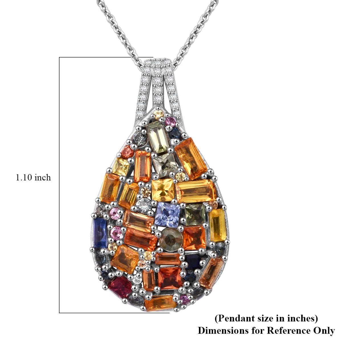 Multi Sapphire and White Zircon 5.25 ctw Pendant Necklace in Rhodium Over Sterling Silver 20 Inches image number 5
