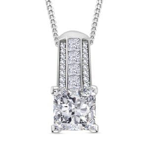 Squartuguese Cut Moissanite 2.20 ctw Bridge Pendant Necklace in Rhodium Over Sterling Silver 18 Inches