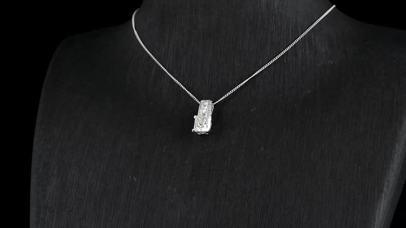 Squartuguese Cut Moissanite 2.20 ctw Bridge Pendant Necklace in Rhodium Over Sterling Silver 18 Inches