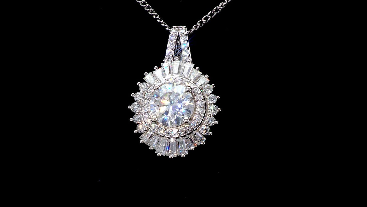 Heart & Arrow Cut Moissanite 1.60 ctw Pendant Necklace in Rhodium Over Sterling Silver 18 Inches