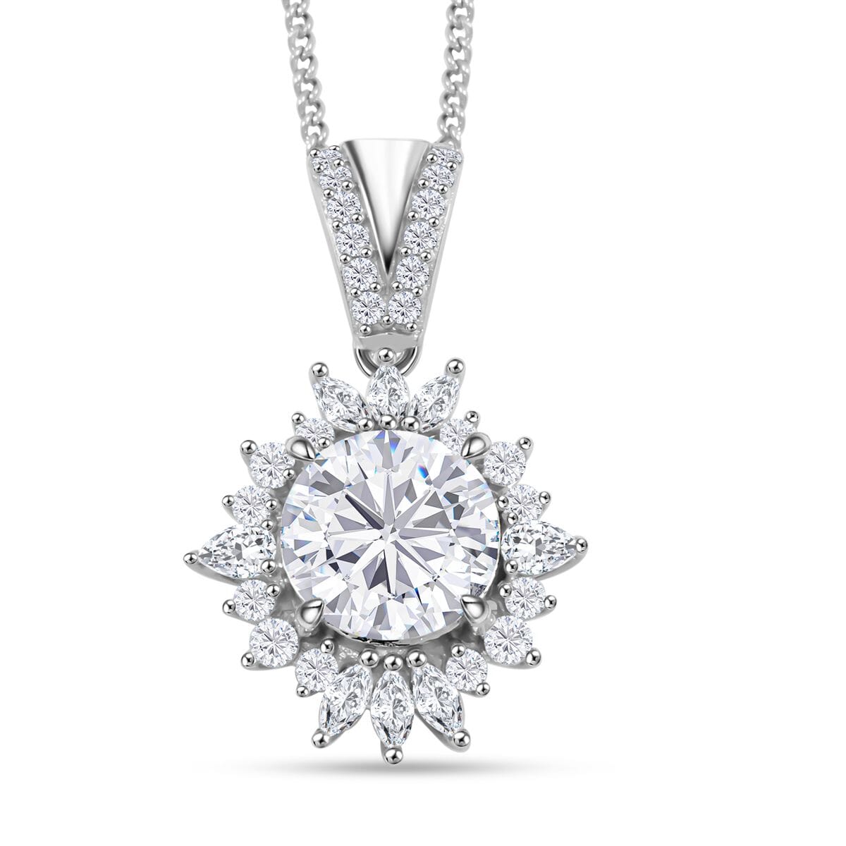 Moissanite 2.35 ctw Pendant Necklace in Rhodium Over Sterling Silver 18 inches image number 0