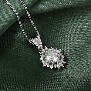 Moissanite 2.35 ctw Pendant Necklace in Rhodium Over Sterling Silver 18 inches