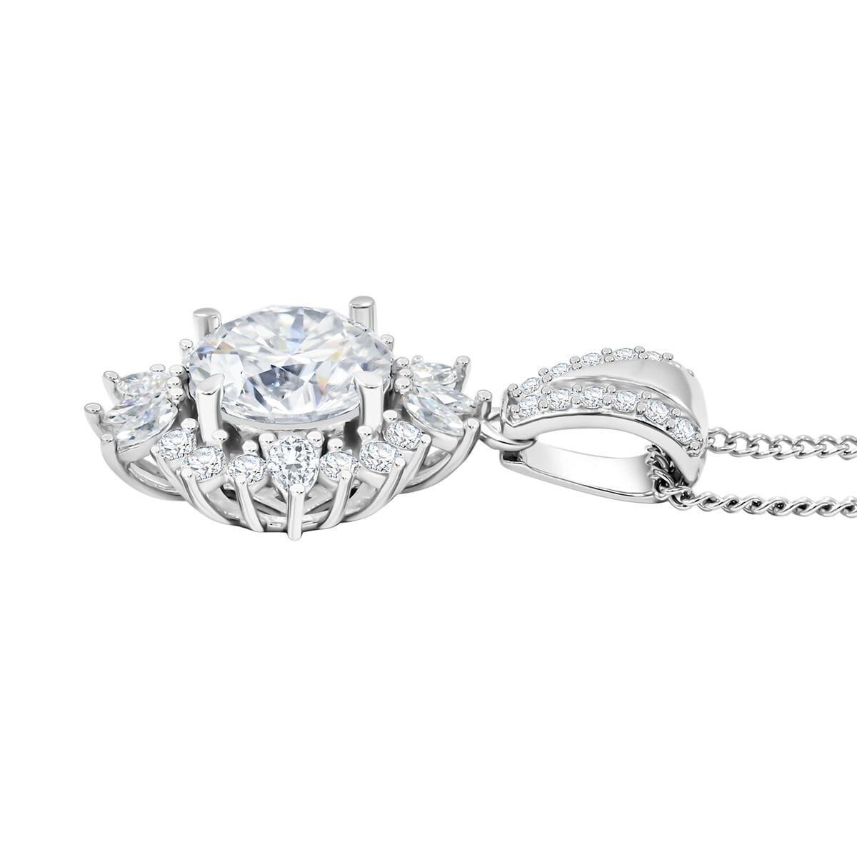 Moissanite 2.35 ctw Pendant Necklace in Rhodium Over Sterling Silver 18 inches image number 3
