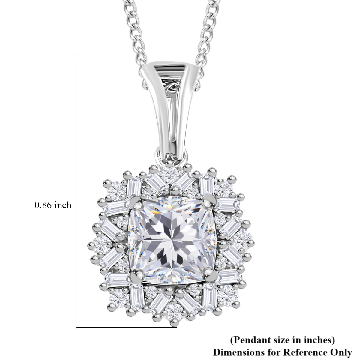 Old Mine Cut Moissanite 1.90 ctw Celestial Radiance Pendant Necklace in Rhodium Over Sterling Silver 18 Inches image number 6