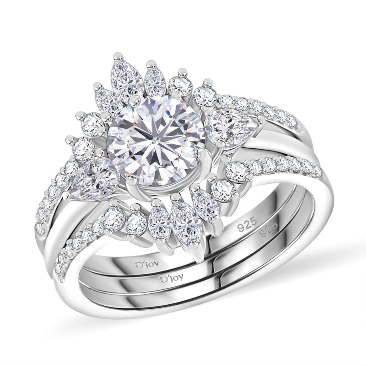 Set of 2 Moissanite 2.10 ctw Stackable Ring in Rhodium Over Sterling Silver (Size 10.0) image number 0